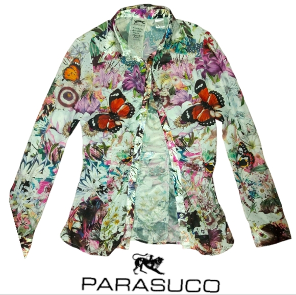 Parasuco Tops - Parasuco Stretchy Butterfly Floral Blouse
